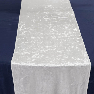 Premium Crushed Velvet Table Runner 12"x108" White - Soft & Classy Table Linen for Events
