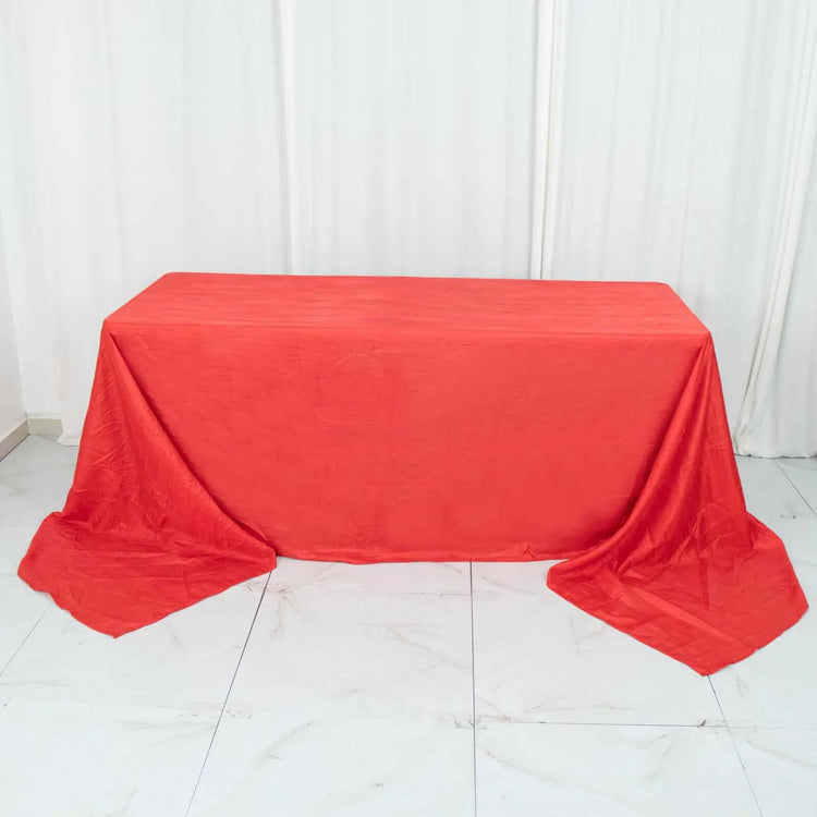 90x156inch Red Accordion Crinkle Taffeta Rectangular Tablecloth