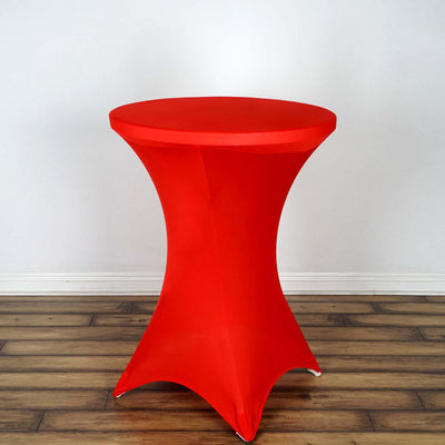 Spandex Round Cocktail Table Cover 30" Red for High Top Tables - Easy to Maintain Stretch Fitted Highboy Tablecloth