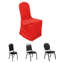 Red Polyester Banquet Chair Cover, Reusable Stain Resistant Slip On Chair Cover