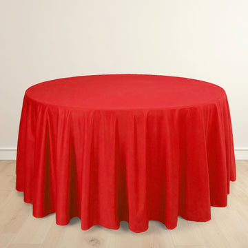 Red Premium Scuba Round Tablecloth, Wrinkle Free Polyester Seamless Tablecloth 120" for 5 Foot Table With Floor-Length Drop