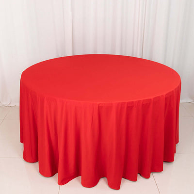 Scuba Round Tablecloth 120" Red - Seamless & Wrinkle Free Table Cover