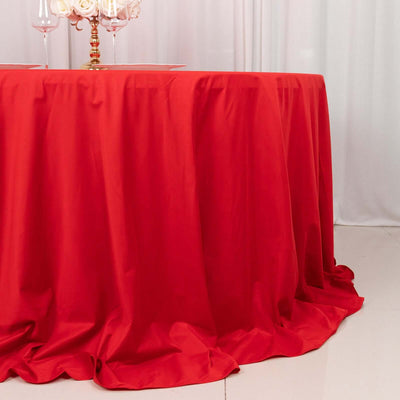 Scuba Round Tablecloth 132" Red - Seamless & Wrinkle Free Table Cover
