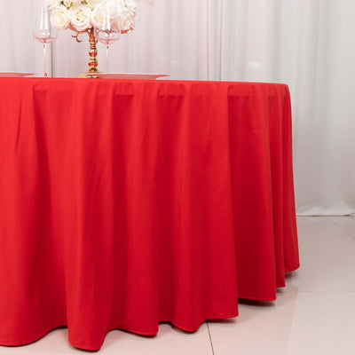 Scuba Round Tablecloth 120" Red - Seamless & Wrinkle Free Table Cover