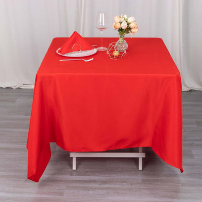 Premium Polyester Square Tablecloth 70"x70" Red - Wrinkle-Resistant 220GSM Table Cover