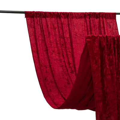 Crushed Velvet Backdrop Curtain – Red 5ft x 12ft Event Drape with Rod Pocket, Privacy Panel for Photo Booths & Events