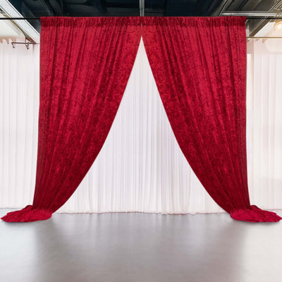 Crushed Velvet Backdrop Curtain – Red 5ft x 12ft Event Drape with Rod Pocket, Privacy Panel for Photo Booths & Events