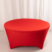 Red Round Stretch Spandex Tablecloth 6ft Fitted Table Cover for 72 inch Tables