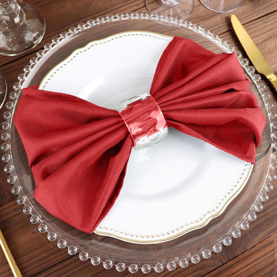 5 Pack Polyester Napkins 20"x20" Red - Durable & Wrinkle Resistant Dinner Napkins