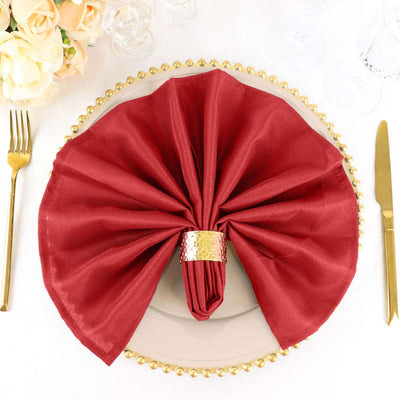 5 Pack Polyester Napkins 20"x20" Red - Durable & Wrinkle Resistant Dinner Napkins