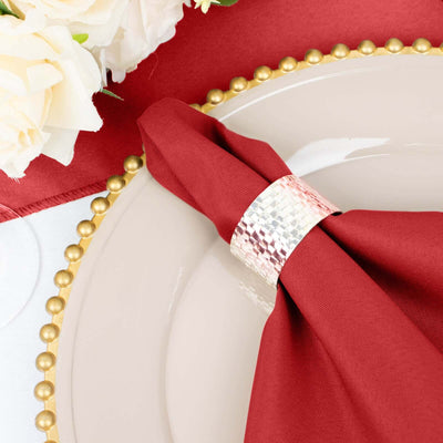 5 Pack Polyester Napkins 20"x20" Red - Durable & Wrinkle Resistant Dinner Napkins