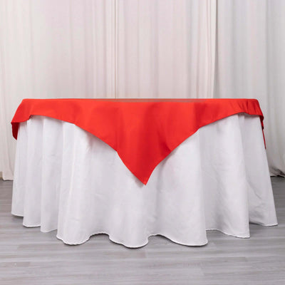 Premium Polyester Square Table Overlay 54"x54" Red - 220GSM Wrinkle-Resistant Table Topper