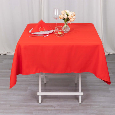 Premium Polyester Square Tablecloth 54"x54" Red - 220GSM Wrinkle-Resistant Table Cover