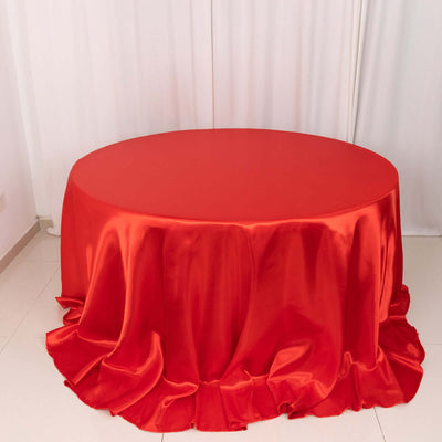 Satin Round Tablecloth 132" Red - Seamless Table Cover