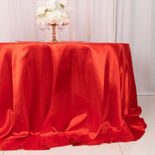 Red Seamless Satin Round Tablecloth 132inch