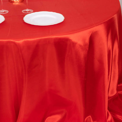 Satin Round Tablecloth 132" Red - Seamless Table Cover