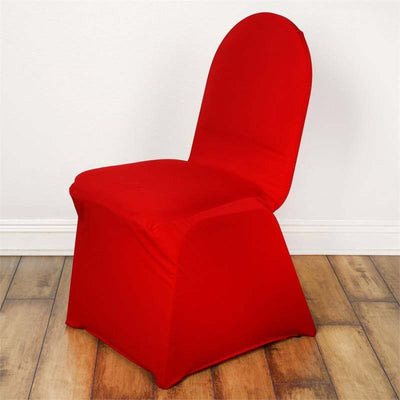 Spandex Stretch Fitted Banquet Chair Cover 160GSM Red - Durable Slip-On Slipcover