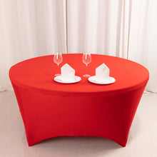 Red Round Stretch Spandex Tablecloth 6ft Fitted Table Cover for 72 inch Tables