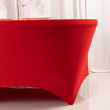 Red Round Stretch Spandex Tablecloth 6ft Fitted Table Cover for 72 inch Tables