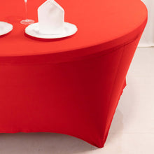 Red Round Stretch Spandex Tablecloth 6ft Fitted Table Cover for 72 inch Tables