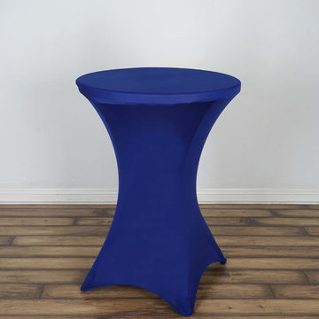 Royal Blue Highboy Spandex Cocktail Table Cover, Fitted Stretch Tablecloth for 24"-32" Dia High Top Tables