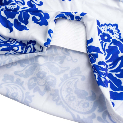 Spandex Banquet Chair Cover Royal Blue with Damask Pattern - 160GSM Stretch Fitted with Foot Pockets