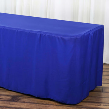 Royal Blue Fitted Polyester Rectangle Tablecloth 6ft Table Cover For 72"x30" Tables