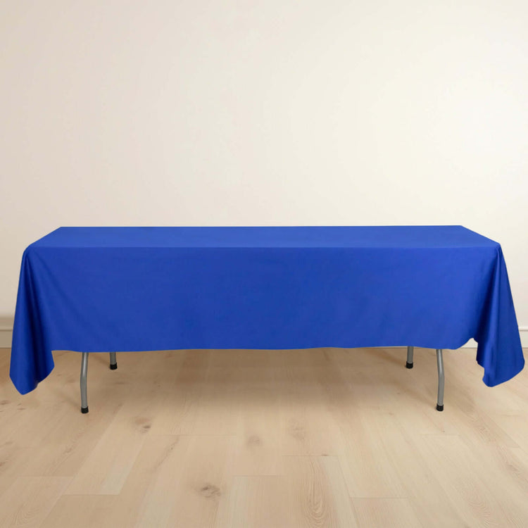 Royal Blue Premium Scuba Rectangular Tablecloth, Wrinkle Free Polyester Seamless Tablecloth