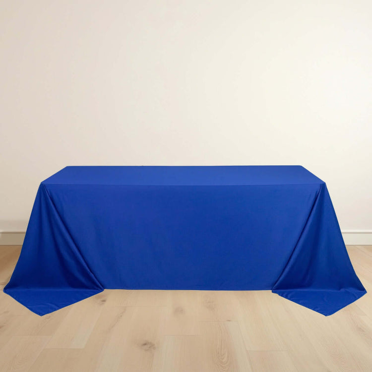 Royal Blue Premium Scuba Rectangular Tablecloth, Wrinkle Free Polyester Seamless Tablecloth