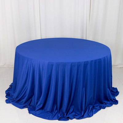 Scuba Round Tablecloth 132" Royal Blue - Seamless & Wrinkle Free Table Cover