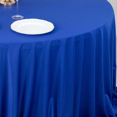 Scuba Round Tablecloth 132" Royal Blue - Seamless & Wrinkle Free Table Cover