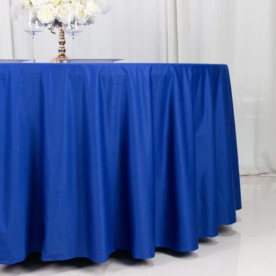 Scuba Round Tablecloth 120" Royal Blue - Seamless & Wrinkle Free Table Cover