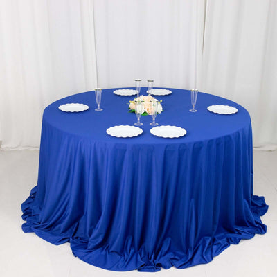 Scuba Round Tablecloth 132" Royal Blue - Seamless & Wrinkle Free Table Cover