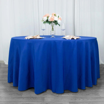 Premium Polyester Round Tablecloth 120" Royal Blue - Seamless 220GSM Table Cover
