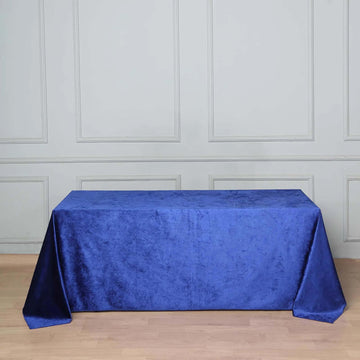 Royal Blue Seamless Premium Velvet Rectangle Tablecloth, Reusable Linen 90"x132" for 6 Foot Table With Floor-Length Drop