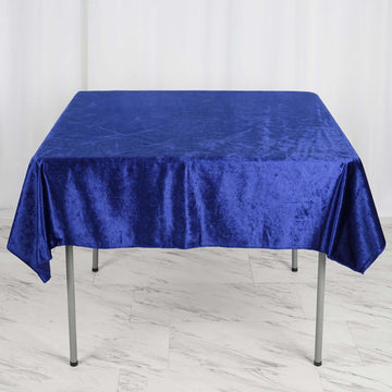 Royal Blue Seamless Premium Velvet Square Tablecloth, Reusable Linen 54"x54"