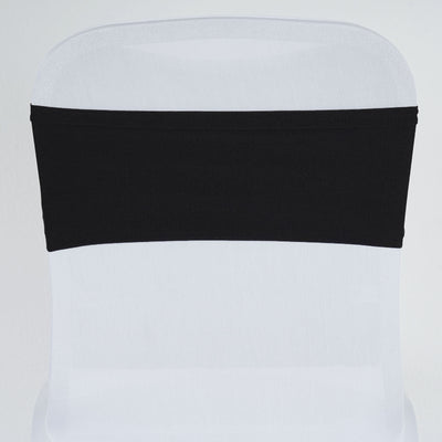 5 Pack Stretch Spandex Chair Sashes 5"x12" Black - Two Ply Heavy Duty Fitted Chair Bands