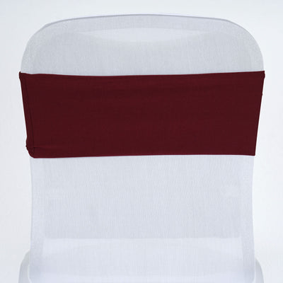 5 Pack Stretch Spandex Chair Sashes 5"x12" Burgundy - Two Ply Heavy Duty Fitted Chair Bands