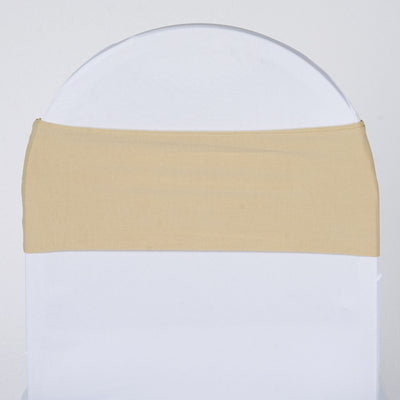 5 Pack Stretch Spandex Chair Sashes 5"x12" Champagne - Two Ply Heavy Duty Fitted Chair Bands