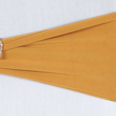 5 Pack Stretch Spandex Chair Sashes 5"x12" Gold - Two Ply Heavy Duty Fitted Chair Bands