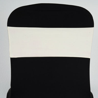 5 Pack Stretch Spandex Chair Sashes 5"x12" Ivory - Two Ply Heavy Duty Fitted Chair Bands