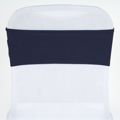 5 Pack Stretch Spandex Chair Sashes 5"x12" Navy Blue - Two Ply Heavy Duty Fitted Chair Bands