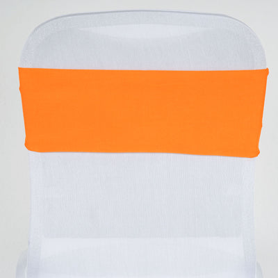 5 Pack Stretch Spandex Chair Sashes 5"x12" Orange - Two Ply Heavy Duty Fitted Chair Bands