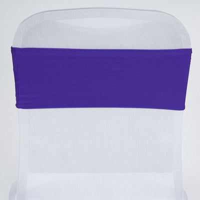 5 Pack Stretch Spandex Chair Sashes 5"x12" Purple - Two Ply Heavy Duty Fitted Chair Bands