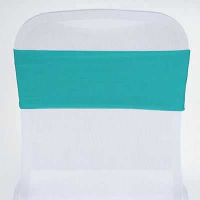 5 Pack Stretch Spandex Chair Sashes 5"x12" Turquoise - Two Ply Heavy Duty Fitted Chair Bands