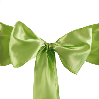 5 Pack Satin Chair Sashes 6"x106" Apple Green - Reusable Chair Bows with Smooth Finish