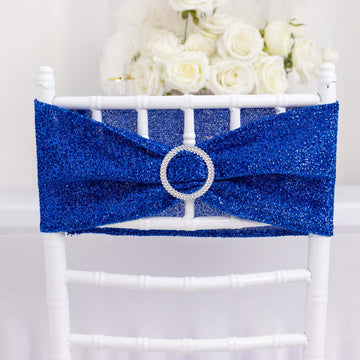 Luxurious Royal blue Shimmer Tinsel Spandex Chair Sashes