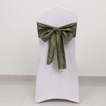 <span style="background-color:transparent;color:#111111;">Elegant Dusty Sage Green Accordion Crinkle Taffeta Chair Sashes</span>