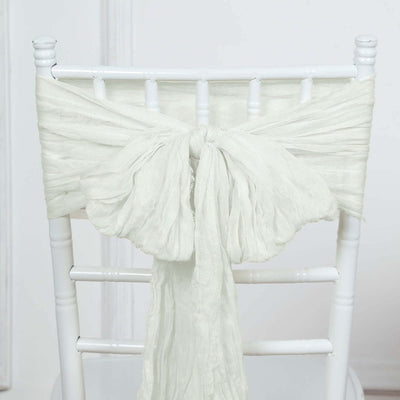 5 Pack Cheesecloth Gauze Chair Sashes 16"x88" Ivory - Refined Boho Decorative Accent for Events