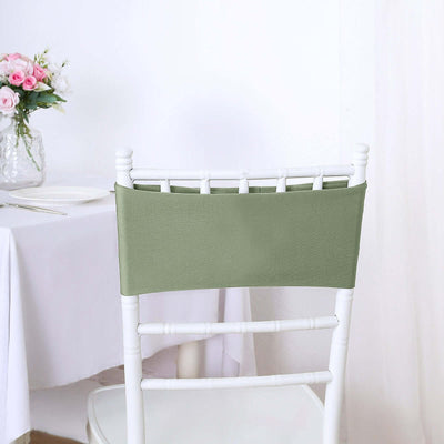 5 Pack Stretch Spandex Chair Sashes 5"x12" Dusty Sage Green - Two Ply Heavy Duty Fitted Chair Bands